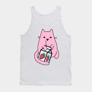 Strawberry milk pink cat Tank Top